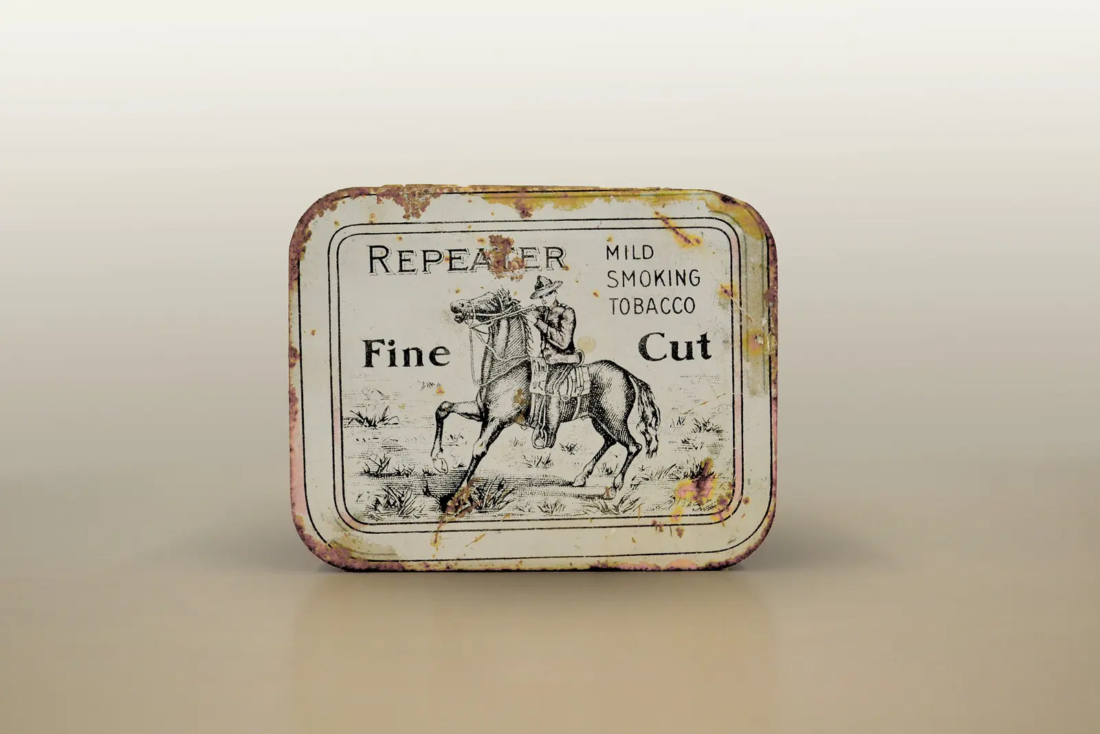 Vintage lithographed pocket tobacco tin with a hinged lid