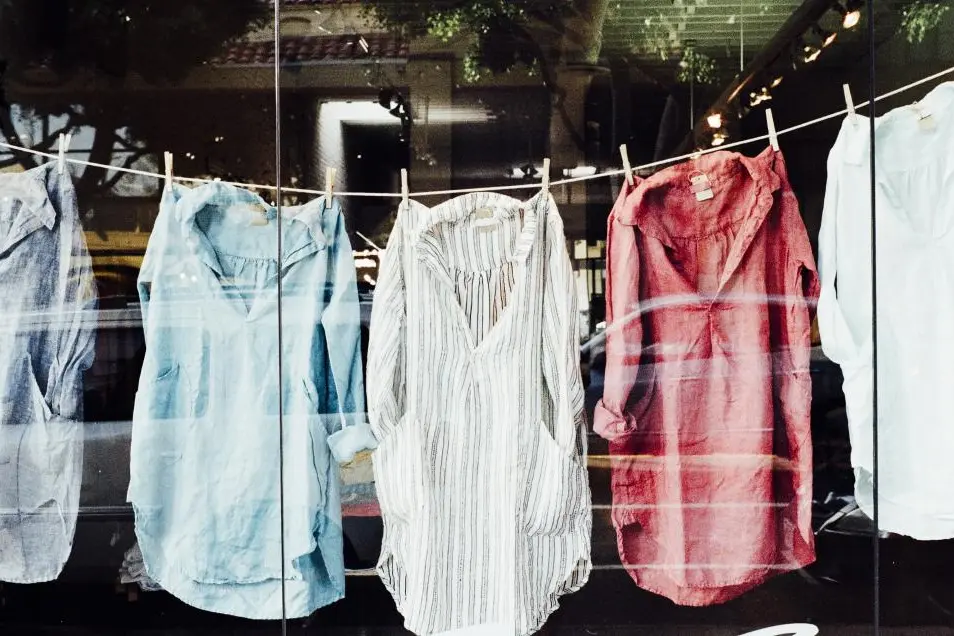 Shirts drying on a clothesline